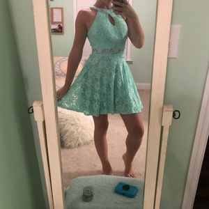 Mint colored lacy dress perfect for Homecoming!